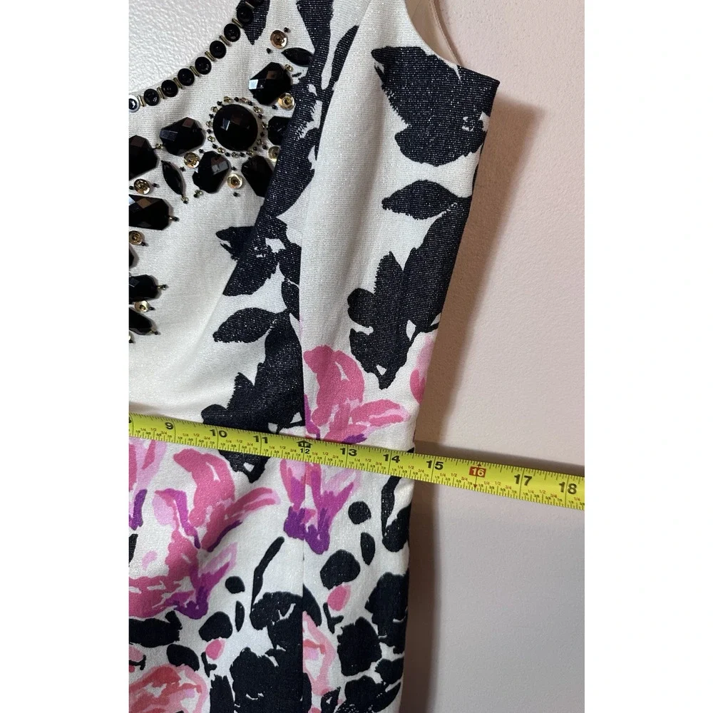 Lilly Pulitzer Dress Womens Size 8 White Strike Of Midnight Floral Jeweled Shift - Picture 11 of 16